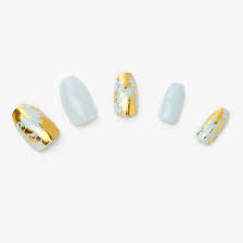 Then this idea could be for you. Light Blue Marble Foil Coffin Faux Nails 24 Pack Claire S
