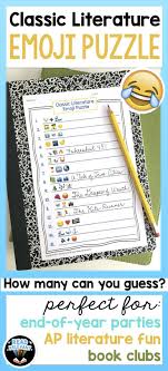 This Fun Activity Presents A Set Of Emoji Clues To Guess The Titles Of Fifteen Classic Works Of Literature Perfect As Ap Ap Literature Emoji Puzzle Literature