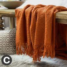 Fair trade large 100% recycled cotton orange throw blanket bohemian sofa throw chair bed blanket boho geometric woven cotton throw chevron. Luxury Mohair Woollen Feel Burnt Orange Rust Large Plain Bed Sofa Blanket Throw Ebay