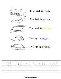 Cat Bat Mat Hat Rat Worksheet Words Handwriting Worksheets Inspirational Printables