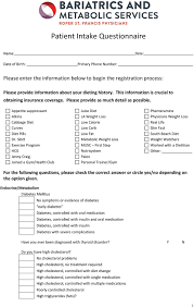Patient Intake Questionnaire Pdf