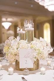 43 Glam Gold And White Wedding Ideas White Wedding Decorations Wedding Centerpieces Wedding Table