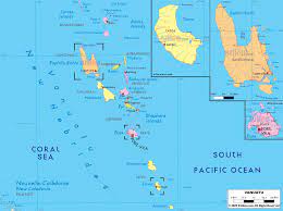 Vanuatu is a republic founded in 1980 and located in the area of oceania, with a land area of 12191 km² and population density of 25 people. Detailed Political Map Of Vanuatu Ezilon Maps