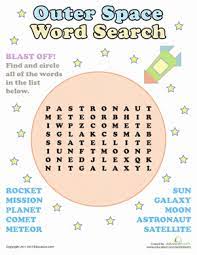 outer space word search worksheet education com