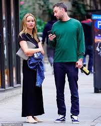 Who is her new husband and what does he do? Jennifer Lawrence Seen Leaving A Downtown Restaurant With Her Soon To Be Husband Cooke Maroney Jennifer Lawrence Style Jennifer Lawrence Jennifer Lawrence Pics