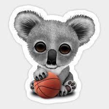 Cute Baby Koala Playing With Basketball Basketball Aufkleber Teepublic De