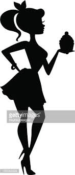 Black And White Silhouette Cake Clipart A Silhouette Of A Cute Girl Holding A Cupcake Solid Shape Except For Silhouette Body Suit Tattoo Illustration Girl