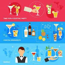 I drink only 3 times a year banner. Free Vector Alcohol Cocktails Banner Set