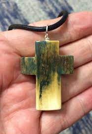Fossil Blue Mammoth Ivory Carved Cross Pendant Necklace Cross Pendant Necklace Cross Pendant Fossil Blue