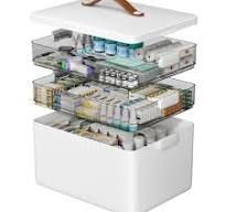 Amazon.com: CTIME 3-Tier Medicine Organizer - Portable Medicine Cabinet  with Leather Handle, Empty First Aid Kit for Home : Home & Kitchen
