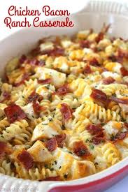 Easy Chicken Bacon Ranch Casserole Perfect For A Quick And Simple Dinner We Have Pasta Chicken Recipes Chicken Bacon Ranch Casserole Easy Casserole Recipes