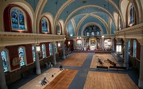 Church sanctuary design construction goldish creamy walls. Restoration Project At Canandaigua Church Nears Completion Catholic Courier