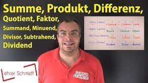 The quotient (integer division) of 20/6 equals 3; Summand Summe Minuend Subtrahend Differenz Faktor Produkt Dividend Divisor Quotient Youtube