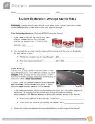 Isotope problems answers chemistry name date per. Gizmo Averageatomicmassse