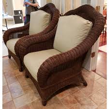 Classic & modern dining chairs. Ethan Allen Wicker Rattan Indoor Outdoor Chairs With Cushions A Pair Chairish