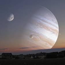 The distance changes constantly because both planets have to move at different speeds on their orbits. If Earth Was Just Another Moon Of Jupiter 380 000 Km Away Here We See How Big Jupiter Would Look In The Sky If It Were In The Position Of