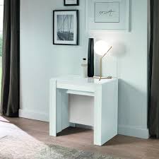 Fully extended, a support leg drops down for stability. Nancy Extendable 252cm Console Table Space Saving Modern Living Room Dining Room White