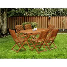 Folding chairs are ideal for expanding your seating options, but make sure they fit in your intended space. Acacia Wood Patio Dining Set Offers An Outdoor Table Foldable Chairs Number Of Chair Option Overstock 27600275