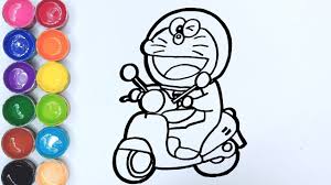 Doraemon adalah karakter manga dan anime yang. Cara Menggambar Dan Mewarnai Doraemon Naik Motor Vespa Youtube