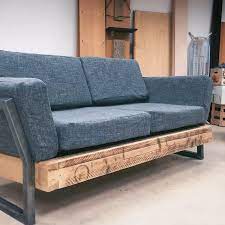 Diy modern outdoor sofa this is made from wood, pocket hole jig, pocket hole screws, wood glue, and cushion. One Reddit User Built This Diy Reclaimed Sofa For 100 Apartment Therapy
