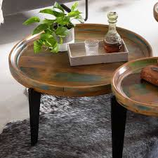 Shabby chic landhaus esstisch rund erweiterbar massiv. Shabby Chic Couchtisch Cranadia Aus Recyclingholz Und Metall Rund