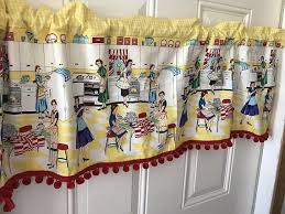 retro kitchen scene vintage curtain