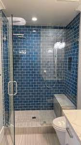 Glacier Ocean Blue 3x6 Polished Glass Tile Small Bathroom Renovations Small Bathroom Remodel Blue Bathroom Tile