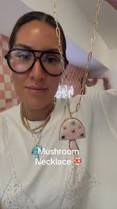 You guys often ask about my mushroom necklaces and this right here is one  i’m OBSESSED with. Its called mellow and it’s at wearbracha.com 🍄🍄🍄  #mushroomnecklace #pinkopal #larimarjewelry ...