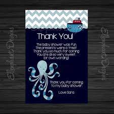 Octopus Nautical Baby Shower Thank You Note Boy Ship Etsy Baby Shower Thank You Nautical Baby Shower Nautical Birthday Invitations