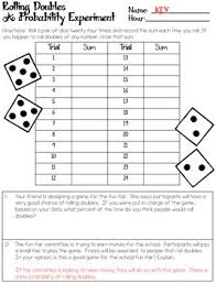 Just as one die has six outcomes and two dice have 62 = 36 outcomes, the probability experiment of rolling three dice has 63 = 216 outcomes. Probability Experiments Worksheets Experimental Theoretical Probabilities