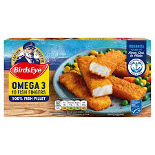 Ingredients fish sticks whole pollock fillets, batter (water, yellow corn flour, corn starch, sea salt, garlic powder) breader (milled corn, cane sugar). Birds Eye 10 Omega 3 Fish Fingers 280g Ocado