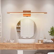 Mirrea 48in led vanity light for bathroom lighting dimmable 46w brushed nickel finished stainless steel and frosted acrylic. Pin By Heather Skinner Perry On Lifestyle Wooden Bathroom Sconce Lamp Vanity Lighting