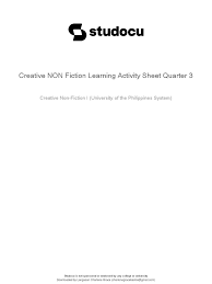 Creative Non Fiction Learning Activity Sheet Quarter 3 | Pdf | Narration