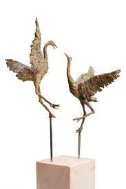 dansende kraanvogels arno goossens vogels keramiek ideeen beeldende kunst