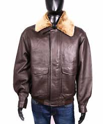 Details About Deichmann Mens Leather Jacket Faux Fur Neck M