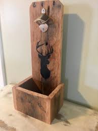 Wall Mounted Rustic Bottle Opener With Deer Home And Pallet Diy Bottle Opener Beer Bottle Cap Crafts Wooden Bottle Opener