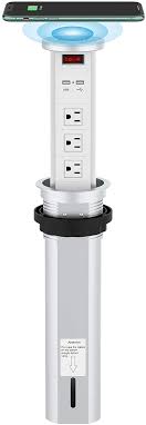 Kitchen countertop pop up 20a gfci power outlet, stainless steel. Buy Automatic Raising Surge Protector Pop Up Outlet Retractable Hidden Recessed Power Strip Power Socket 2 Usb Charging Stations And 3 Ac Plug With Wireless Charger For Kitchen Island Conference Table Online