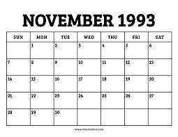 Times are shown in daylight savings time when necessary and in standard time in the other cases. Calendar November 1993 Printable Old Calendars