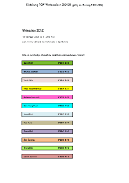 Einteilung TCW-Wintersaison 2021/22 (gültig ab Montag, 10.01.2022)