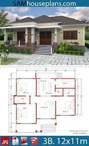 House Plans 12x11m With Full Plan 3beds