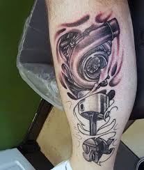 Click images to large view 15 cool and classic car tattoo designs with meanings. Automotive Themed Piston Tattoos For Men On Leg Piston Tattoo Tattoo Designs Men Motor Tattoo