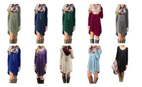 Poseshe Women S Long Sleeve Casual Loose T Shirt Dress At Amazon Women S Clothing Store Girl Outfits Long Sleeve Casual T Shirt Dress