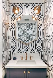 Final Powder Room That Used To Be A Closet List Of Materials Kohler Purist Faucet West E Powder Room Wallpaper Blue Powder Rooms Blue Trellis Wallpaper