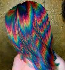 Zig Zag Rainbow Hair Holographic Hair Hair Styles Rainbow Hair Color