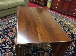 A vintage set pennsylvania house dining room chairs offer cherry construction in gondola form having shaped crest rail over stylized urn form pennsylvania house dining room table. Pennsylvania House Cherry Drop Leaf Table