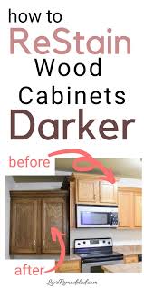 How To Refinish Wood Cabinets The Easy Way Stained Kitchen Cabinets Kitchen Cabinet Plans Staining Cabinets