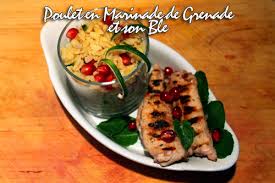 Disposer les aiguillettes de poulet dans un plat. Aiguillettes De Poulet En Marinade Menthe Grenade Et Leur Ble Grenade Blog N Food