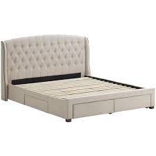 This bed set brings class and style to any bedroom in the home. New Beige Audrey Tufted Wingback Bed Temple Webster Beds Ebay