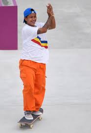 She was part of the women's street skateboarding finals at the ariake urban sports park, where she exuded her spunky energy as she performed tricks and runs. A0cdprqf3ep5im