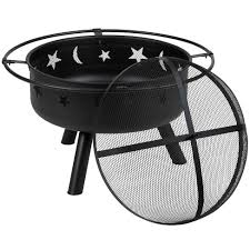 Fire pit screens & lids. Flash Furniture 29 Round Wood Burning Firepit With Mesh Spark Screen Target